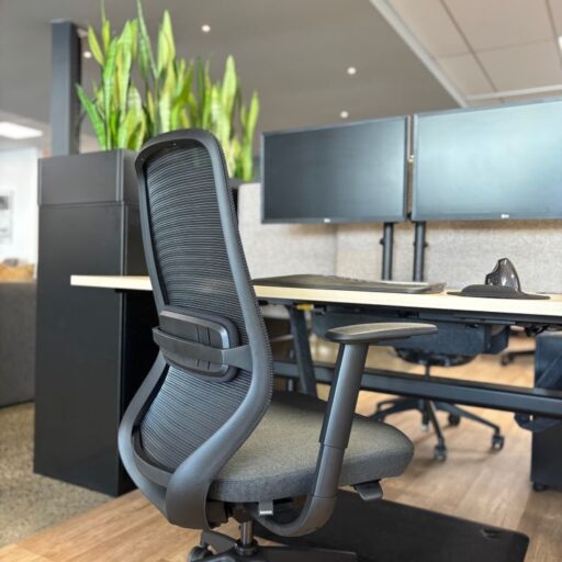 Harwood ergonomic office chair in black mesh with 5-star base